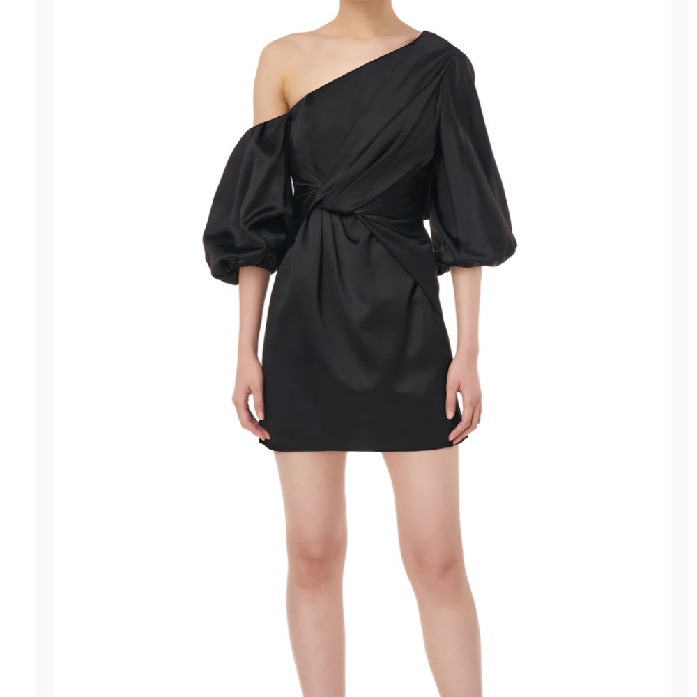 AMUR Alessandra Black One-Shoulder Mini Dress - Evening/Cocktail (Size 8)